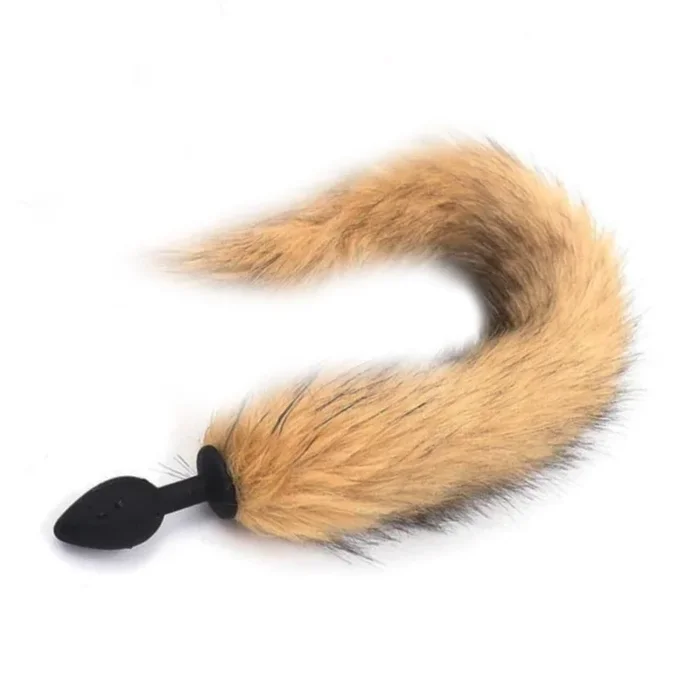 18″ Tail Brown Fox Tail Silicone Plug