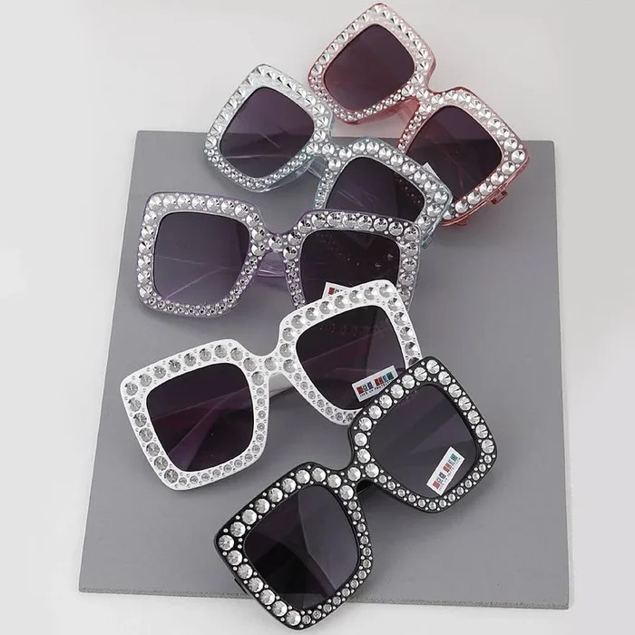 3AM BY H&D ACCESSORIES – KIDS Blinged Out Thick Framed Square Sunglasses