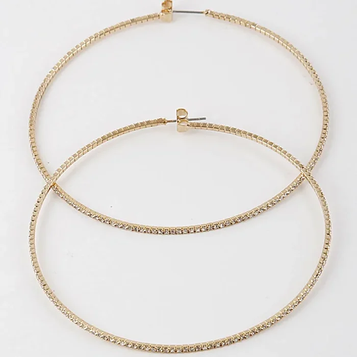 3AM BY H&D ACCESSORIES – Thin Rhinestone Hoop Earrings