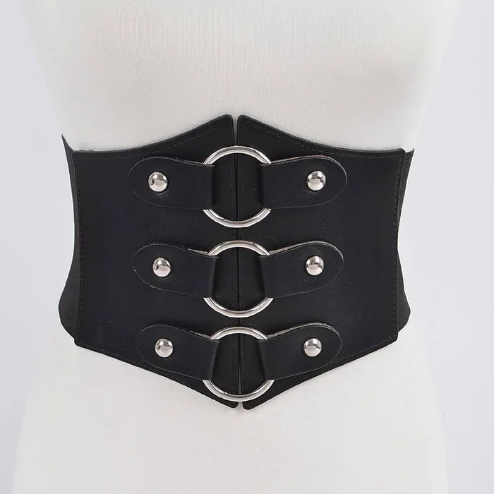 3AM BY H&D ACCESSORIES – Wide Multi O Ring Metal Elastic Belt PB8172