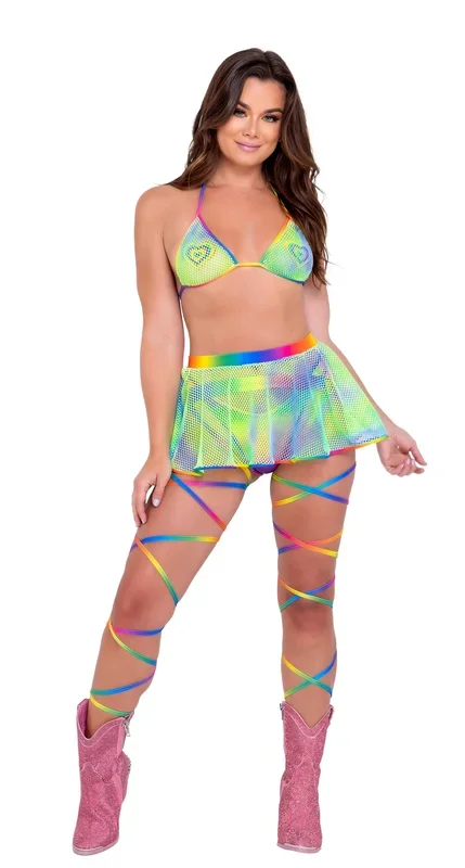 6142 – Tie-Dye Fishnet Flare Skirt