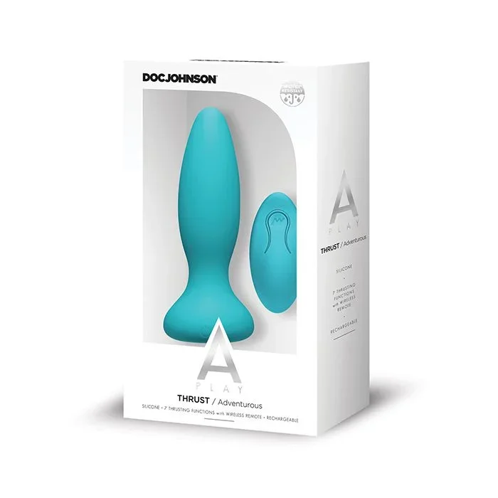 A Play Thrust Adventurous Rechargeable Silicone Anal Plug w/Remote – Teal