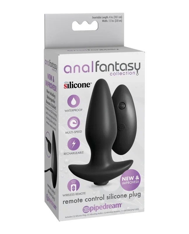 Anal Fantasy Collection Remote Control Silicone Plug – Black