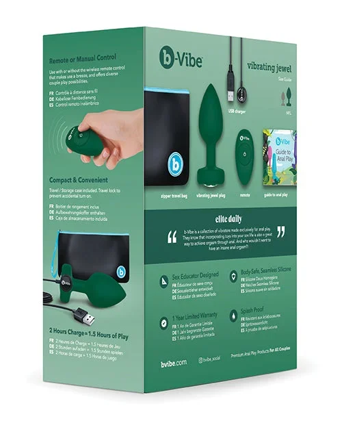 B Vibe Remote Control Vibrating Jewel Plug Emerald Green