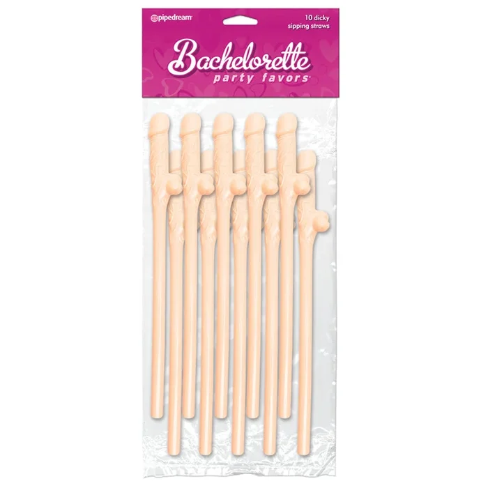 Bachelorette Party Dicky Sipping Straws-Flesh 10pk