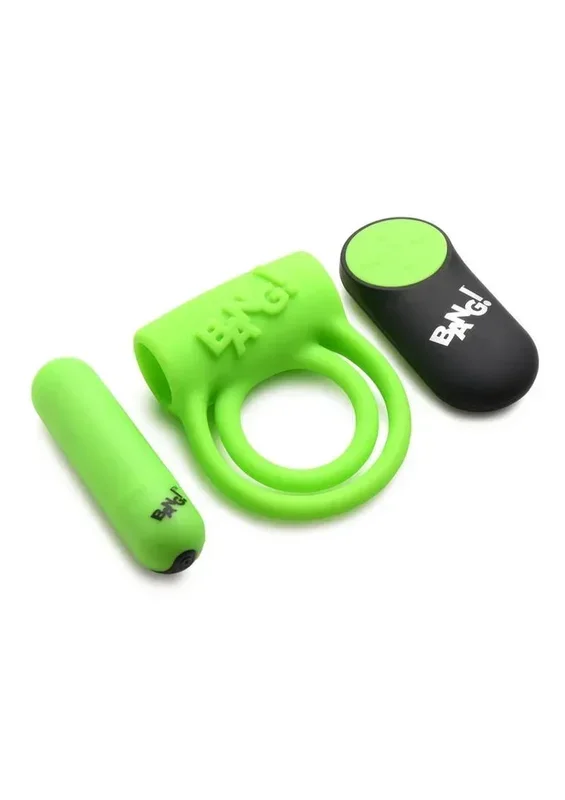 Bang! 28X Glow in The Dark Rechargeable Silicone Cock Ring with Remote Control