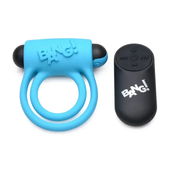 Bang – Silicone Cockring and Bullet With Remote Control – Blue