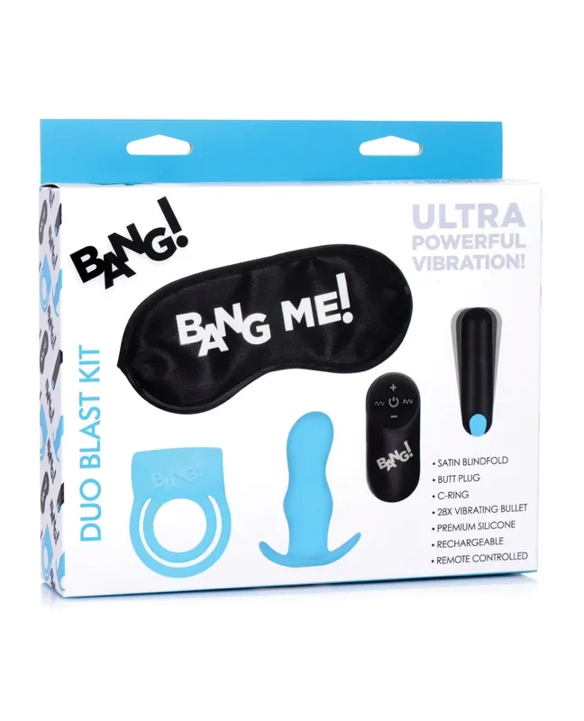 Bang! Duo Blast Remote Control Cock Ring & Butt Plug Vibe Kit – Blue