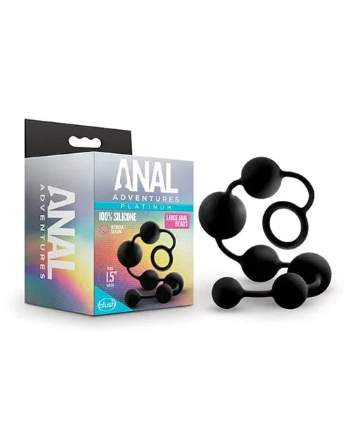Blush Anal Adventures Platinum Silicone Anal Beads – Large Black