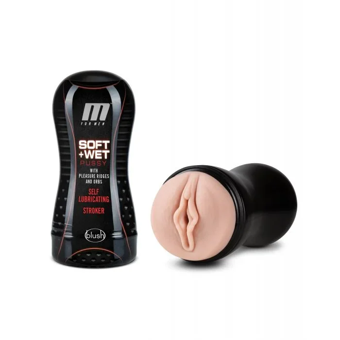 Blush M for Men Soft & Wet Pussy with Pleasure Ridges & Orbs Self Lubricating Stroker – Vanilla