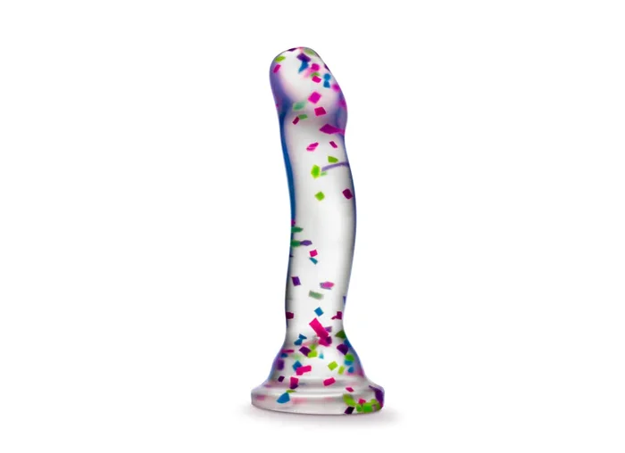 Blush Neo Elite Hanky Panky 7.5 Inch Glow In the Dark Confetti Suction Cup Base Silicone Dildo