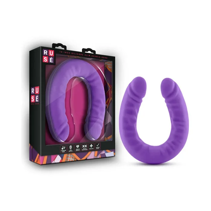 Blush Ruse Realistic 18 inches Silicone Slim Double Dong Dual Ended Dildo Purple