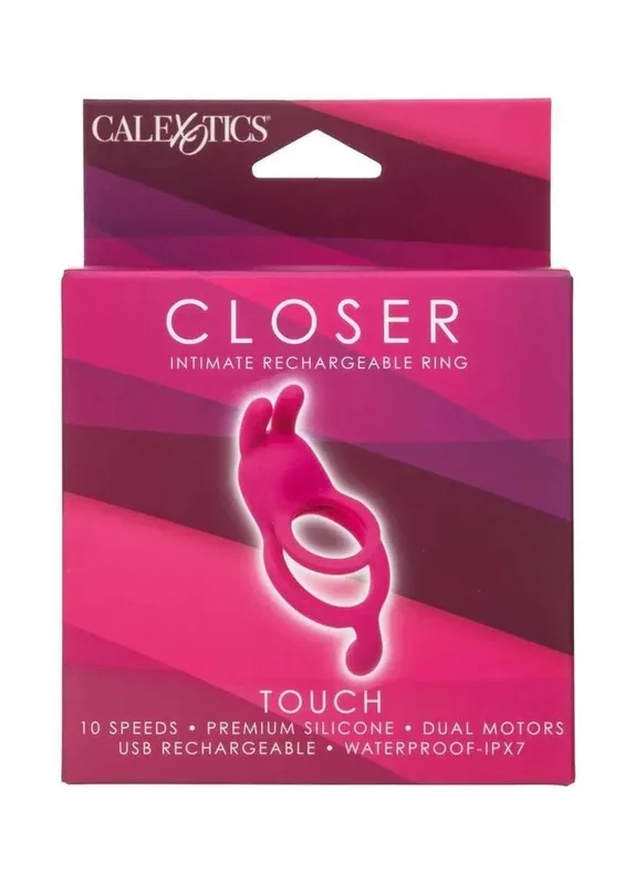 CalExotics Closer intimate Rechargeable Ring Touch Silicone Dual Vibe Cock Ring with Clitoral Stimulator