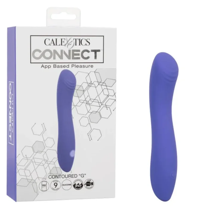 CalExotics Connect Contoured G Rechargeable Silicone App Compatible G-Spot Vibrator with Remote