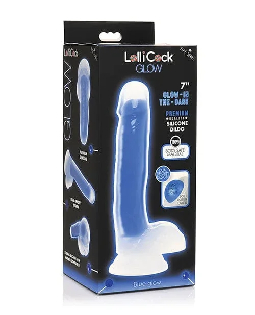 Curve Toys Lollicock 7 Inch Glow In The Dark Silicone Dildo With balls