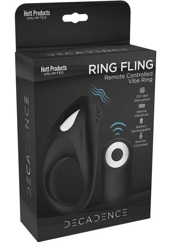 Decadence Ring Fling Silicone Vibrating Cock Ring with Remote Control