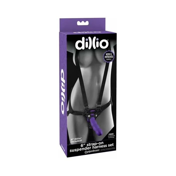 Dillio Adjustable 6 inches Strap-On Suspender Harness Set Purple/Black