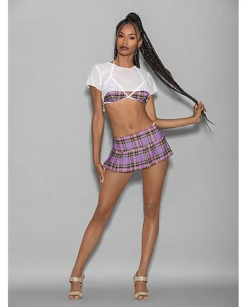 Euphoria 5 Piece Girly Adult School Girl Purple Plaid One Size Fits Most