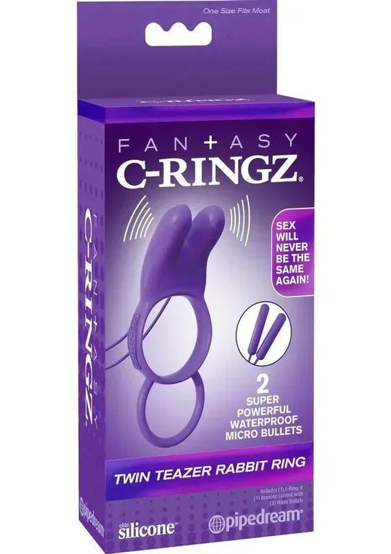 Fantasy C-Ringz Twin Teazer Rabbit Silicone Cock Ring with Wired Remote Control
