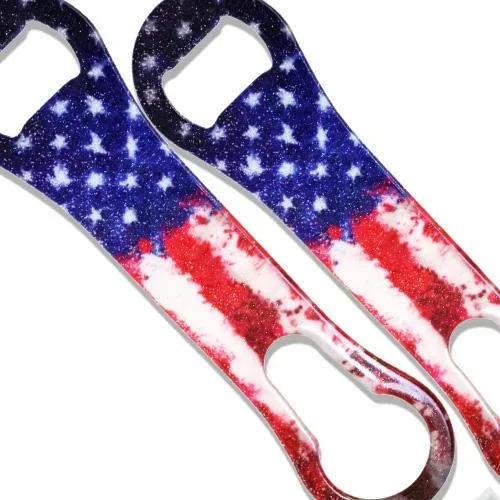 Glitter Splattered Grunge U.S Flag V-Rod® Bottle Opener