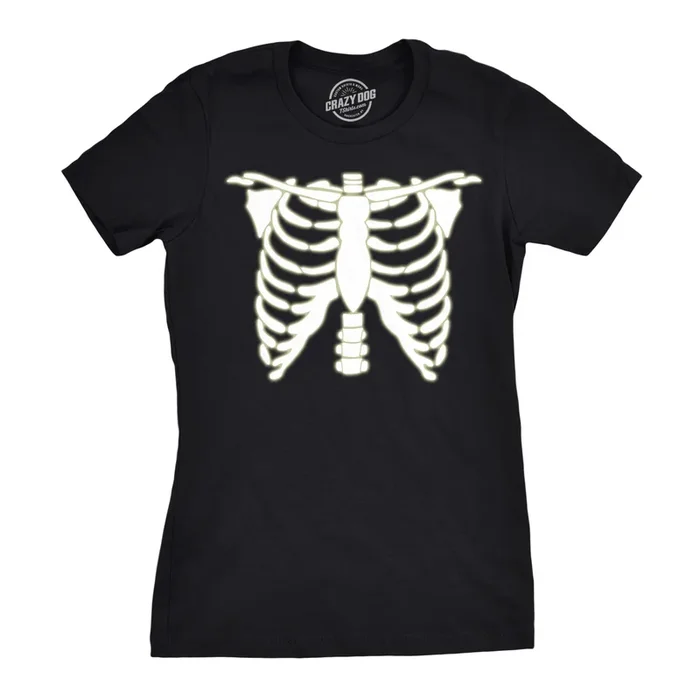 Glowing Skeleton Rib Cage Halloween Women’s Tshirt