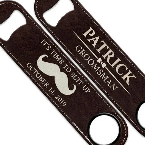 Groomsman Leather Print Speed Bottle Opener – ADD YOUR NAME