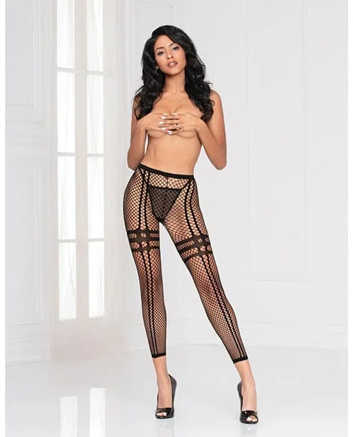 Industrial Net Leggings with Stripe Details Black One Size Fits Most
