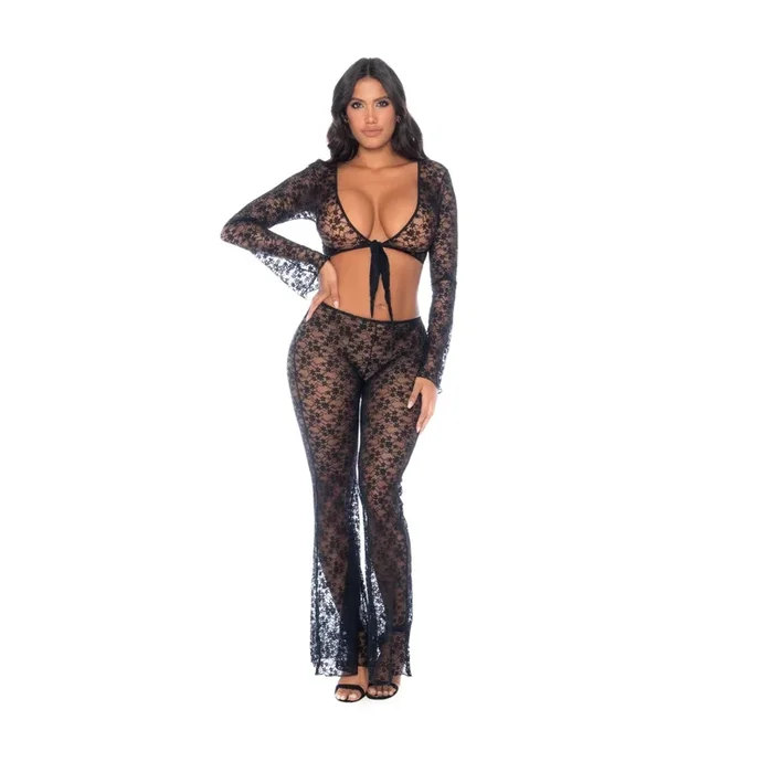 Mapale 2025 Volume II – Two-Piece Floral Lace Set with Tie-Front Top and Flared Pants