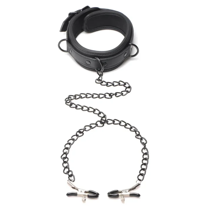 Master Series Collared Temptress Neoprene Collar & Nipple Clamps