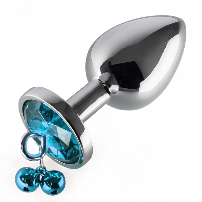 Metal Gem Butt Plug With Bells & Chain Leash – Large