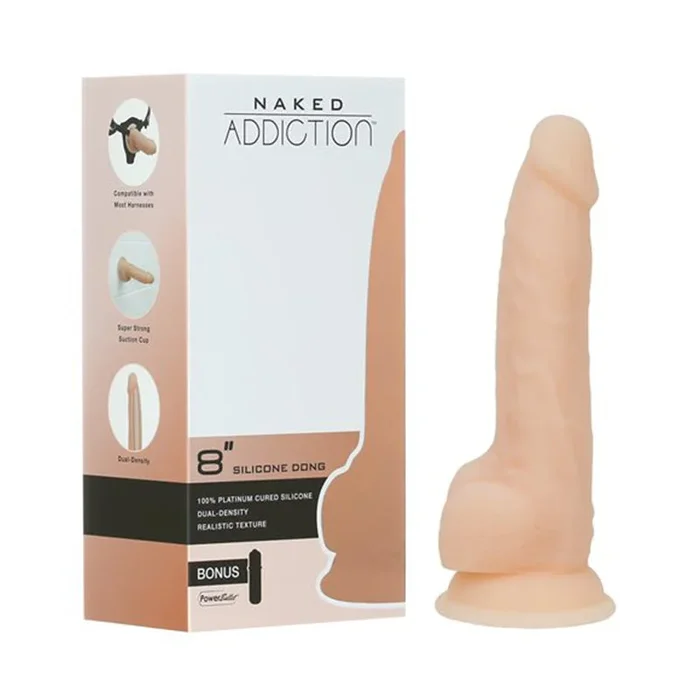 Naked Addiction Dual-Density Silicone Dildo 8 inches Vaniila