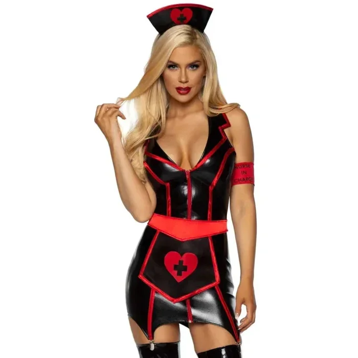 Naughty Nurse Costume – Medium – Black/red
