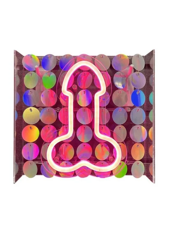 Neon Light Up Penis Sign – Pink/Silver