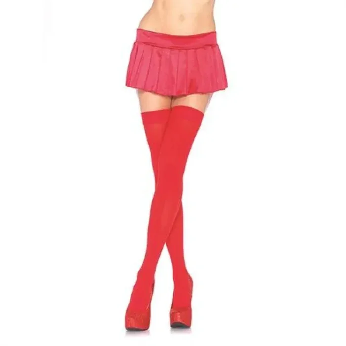 Opaque Thigh Highs – One Size – Red