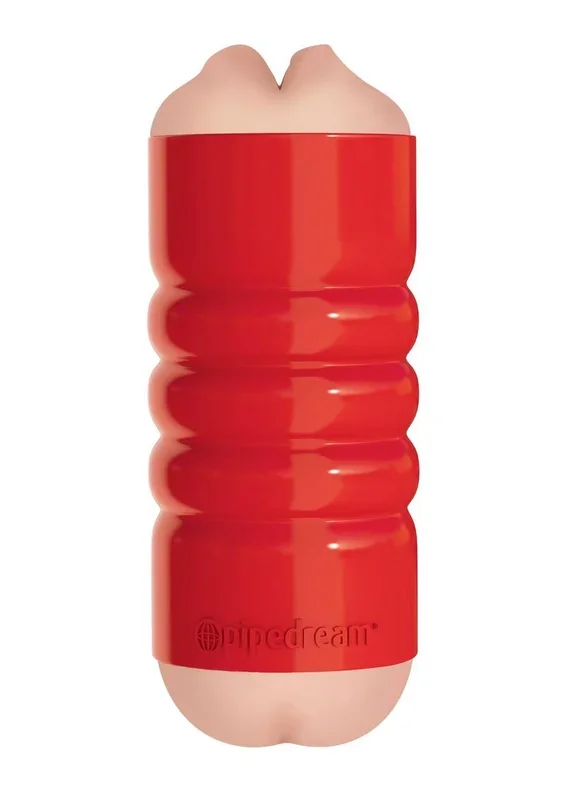 Pipedream Extreme Toyz Tight Grip Mouth & Ass Masturbator – Mouth and Butt – Red/Vanilla