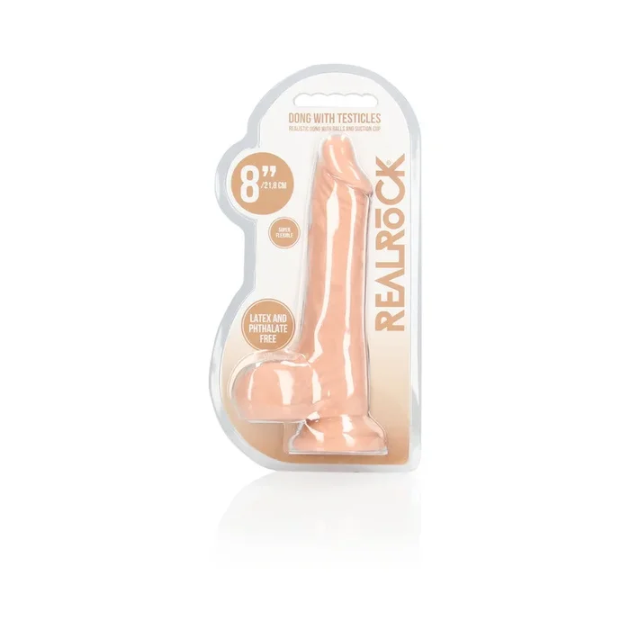 RealRock Realistic 8 inches Dildo With Balls and Suction Cup Beige