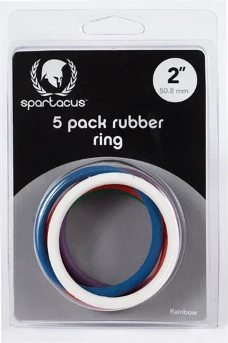 Rubber Cock Ring 5 Pack – 2 Inches – Rainbow