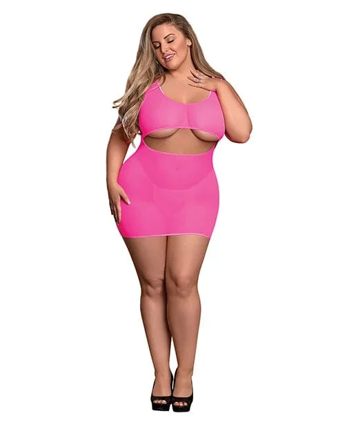 Sheer Mesh Underboob Dress & Crotchless G-string One Size Fits Most Plus Size