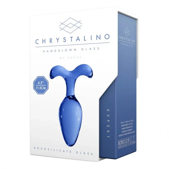 Shots Chrystalino Expert 4.5 inches Glass Wand Dildo Plug Blue