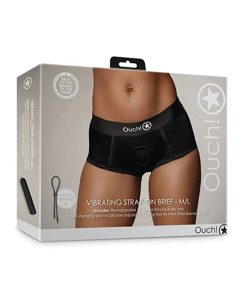 Shots Ouch Vibrating Strap On Brief – Black M/L