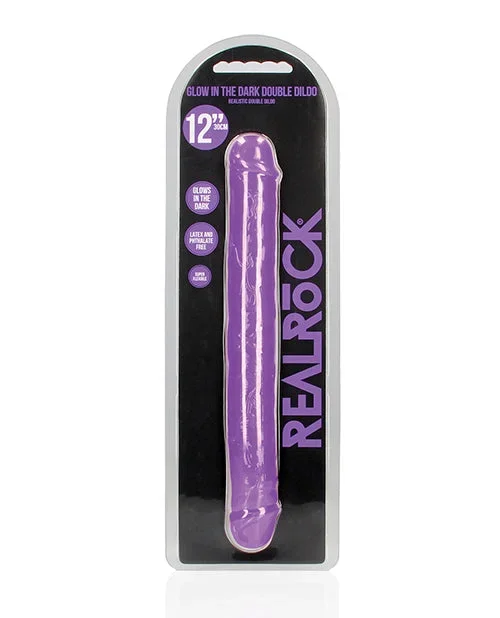 Shots RealRock 12″ Double Dong Glow in the Dark – Neon Purple