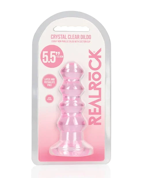 Shots RealRock Crystal Clear 5.5″ Curvy Dildo/Butt Plug – Pink