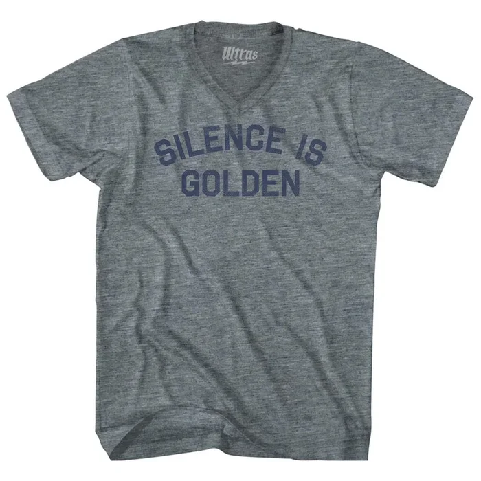 Silence Is Golden Tri-Blend V-neck Womens Junior Cut T-shirt