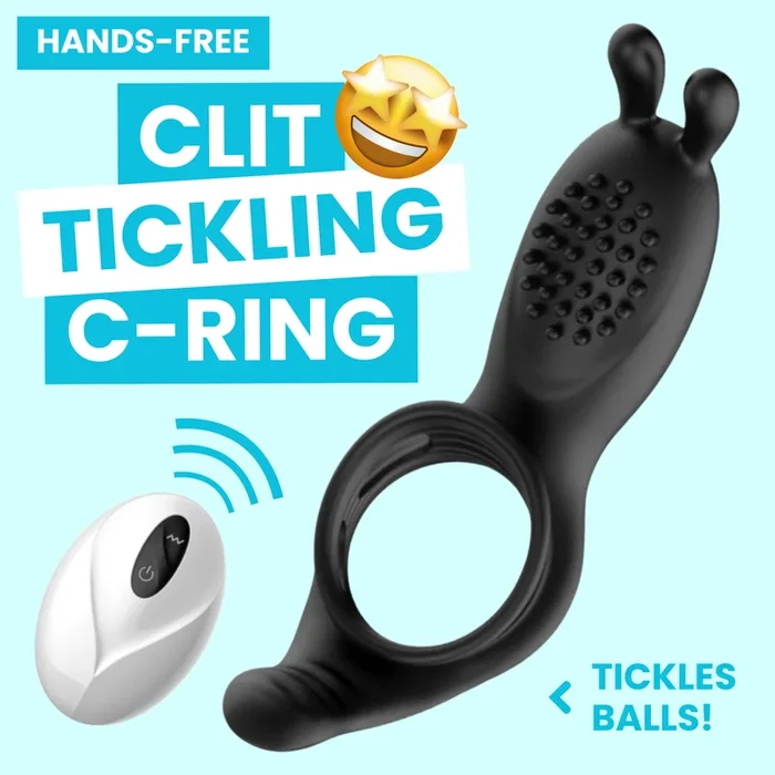 Silicone Vibrating Rabbit Cock Ring with Extended Ball Tickler