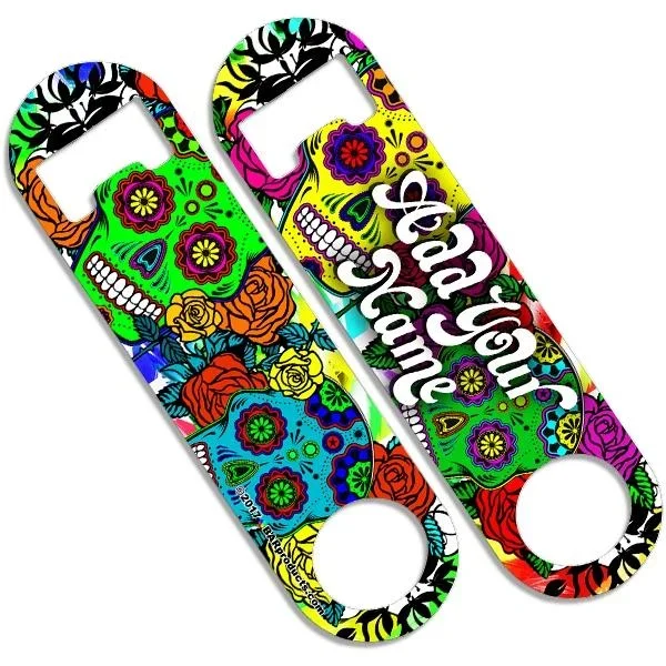 Skinny Mini Bottle Opener – Sugar Skulls – CUSTOMIZABLE