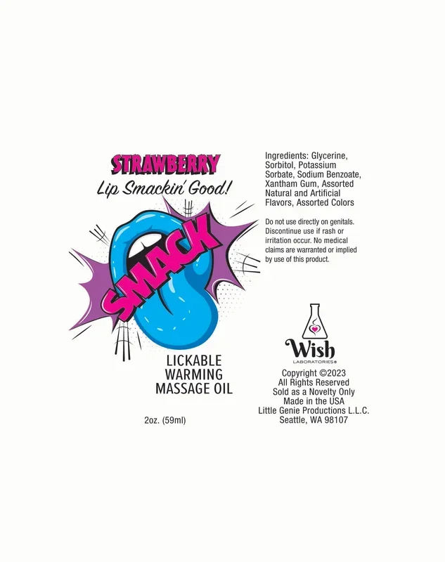Smack Warming and Lickable Massage Oil – Strawberry 2 Oz