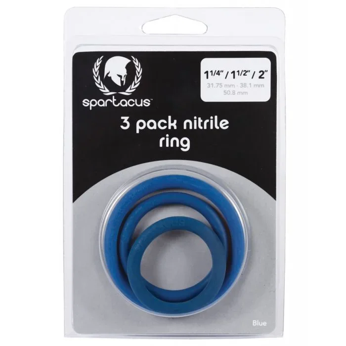 Spartacus Nitrile Cock Ring Set – Blue Pack of 3