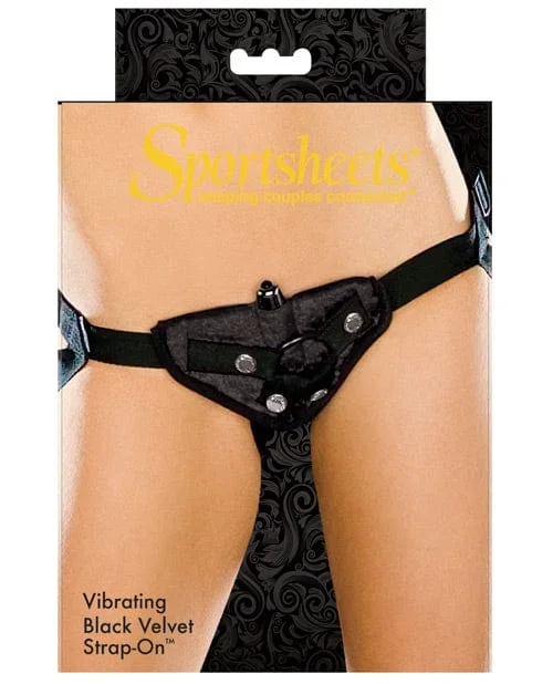 Sportsheets Vibrating Velvet Harness with Bullet – Black