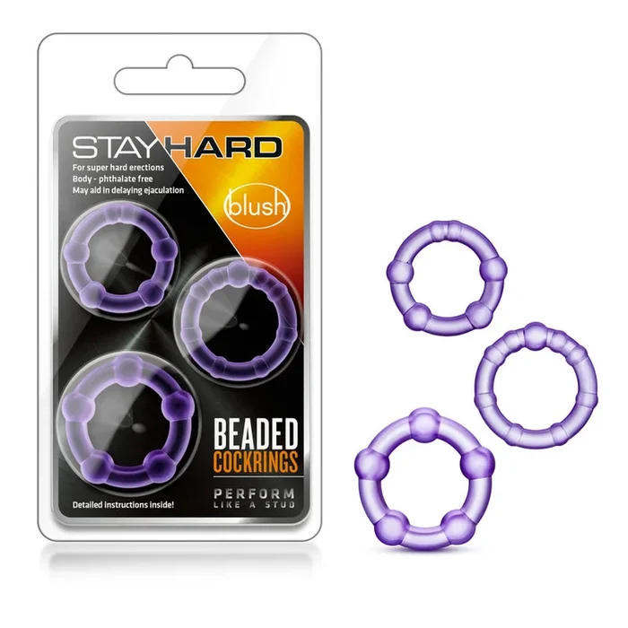 Stay Hard Beaded Cockrings Purple