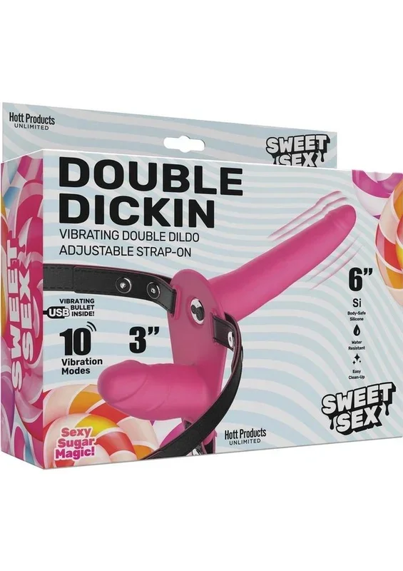 Sweet Sex Double Dickin Vibrating Silicone Double Dildo Strap-On